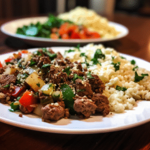 Ground Beef & Cauliflower Rice